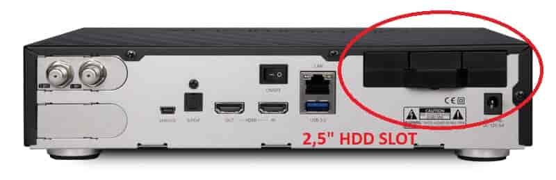 2.5 tommer HDD slot - op til 15 mm. høje diske kan monteres i DM920 UltaHD